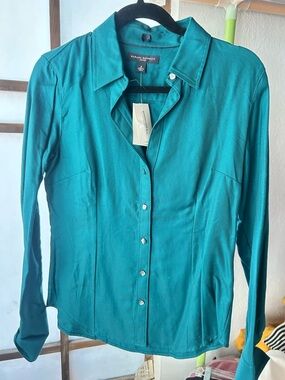 Banana Republic Teal Button-Down Long Sleeve Shirt